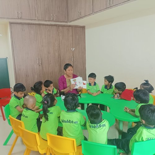 Hands-on learning session at Waddle Kids Preschool Medavakkam — tactile activity for toddlers