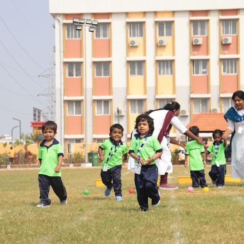 Children receiving prizes and certificates at Waddle Kids Preschool Sports Day