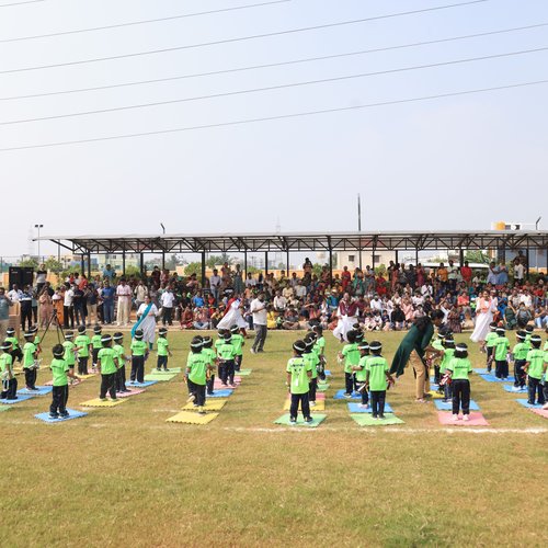 Joyful children on the sports field during Annual Sports Day at Waddle Kids Medavakkam