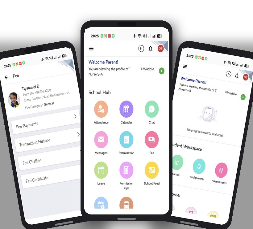 Waddle Kids parent app &mdash; School Hub, fee tracking and student workspace